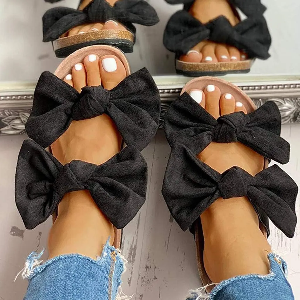 Sandals for Women Flat,Women's 2020 Fashion Bow Comfy Platform Sandal Shoes Summer Beach Travel Fashion Slipper Flip Flops