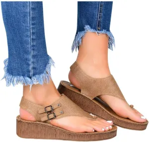 Sandals for Women Platform,2020 Gladiator Comfy Ladies Fashion T-Strap Flat Slip On Casual Summer Ankle Strappy Sandals