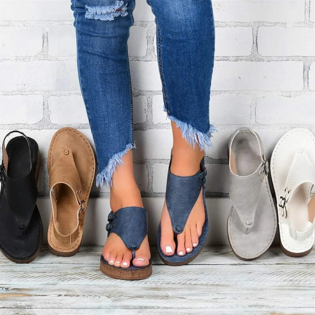 Sandals for Women Platform,2020 Gladiator Comfy Ladies Fashion T-Strap Flat Slip On Casual Summer Ankle Strappy Sandals