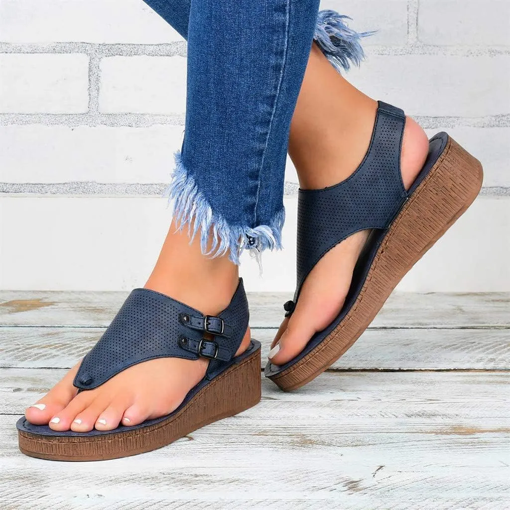 Sandals for Women Platform,2020 Gladiator Comfy Ladies Fashion T-Strap Flat Slip On Casual Summer Ankle Strappy Sandals