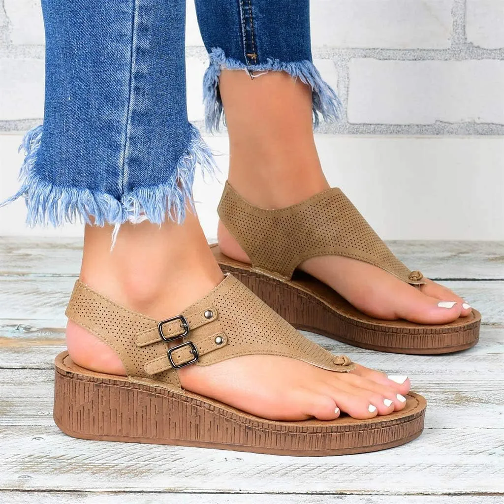 Sandals for Women Platform,2020 Gladiator Comfy Ladies Fashion T-Strap Flat Slip On Casual Summer Ankle Strappy Sandals
