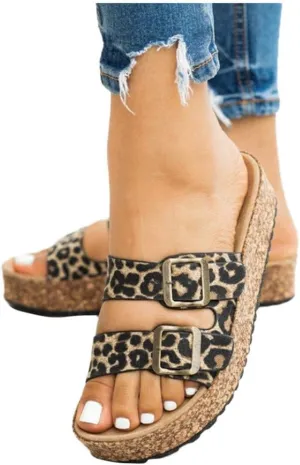 Sandals for Women Platform,Slip on Sandals with Soft Footbed and Buckle Strap Low Platform Slides Gifts for Women