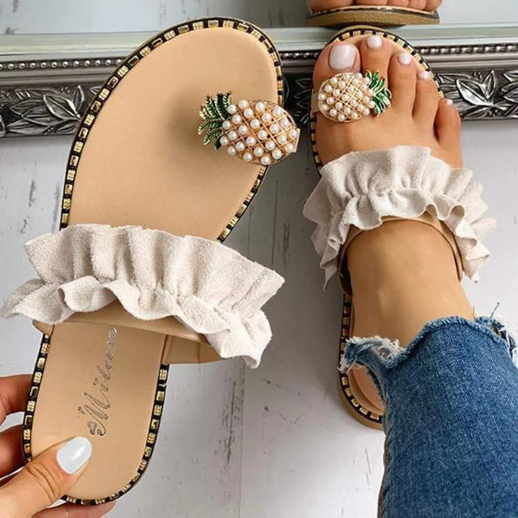 Sandals for Women Thong,Women's Bohemia Bling Rhinestone Pearl Flat Sandals Flat Gladiator Sandals Open Toe Dress Shoes