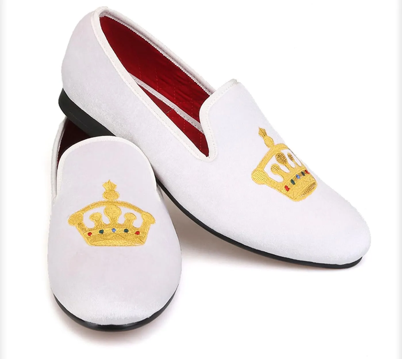 Santimon Mens Loafers Slip On Wedding Dress Casual Suede Velvet Penny Loafers Fashion Tuxedo Business Luxury Embroidered Crown Shoes Prom Smoking Party Disco Moccasins for Men