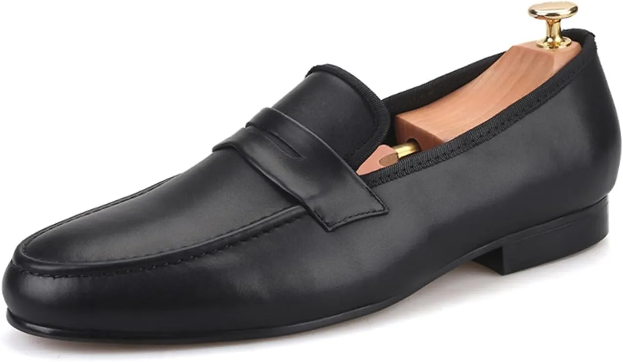 Santimon Men's Penny Loafers Formal Dress Slip On Patent Leather Tuxedo Shoes Prom Wedding Fashion Business Casual Luxury Shoes Smoking Party Disco Moccasins for Men Boy