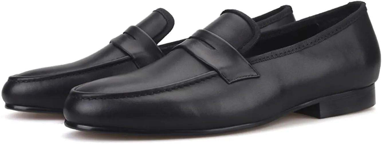 Santimon Men's Penny Loafers Formal Dress Slip On Patent Leather Tuxedo Shoes Prom Wedding Fashion Business Casual Luxury Shoes Smoking Party Disco Moccasins for Men Boy
