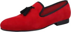 Santimon Mens Tassel Loafers Slip On Wedding Casual Red Dress Suede Penny Loafers Fashion Tuxedo Formal Business Luxury Leather Shoes Prom Smoking Party Disco Moccasins for Men