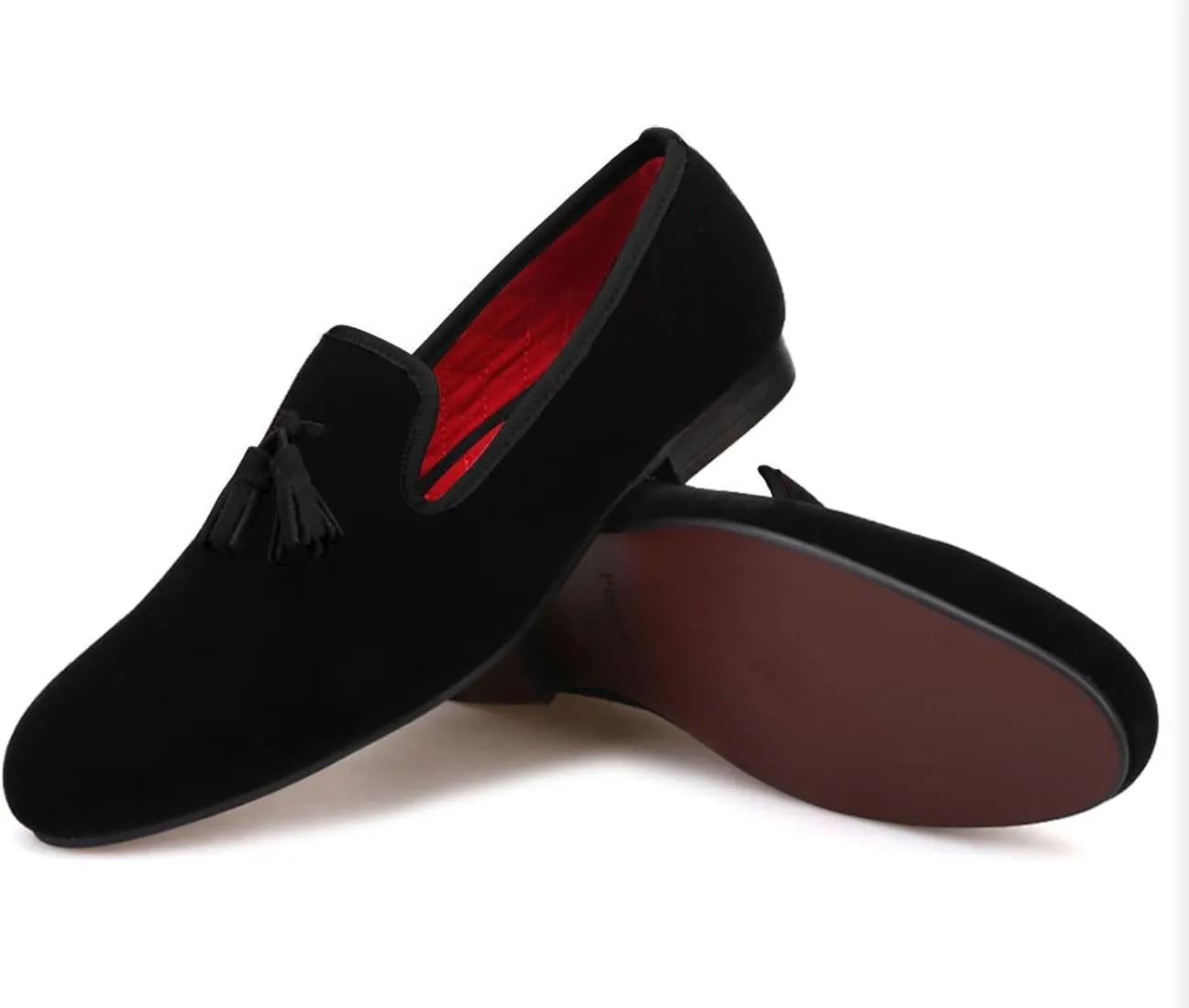 Santimon Mens Tassel Loafers Slip On Wedding Dress Velvet Penny Loafers Fashion Tuxedo Formal Business Casual Luxury Prom Shoes Smoking Party Ballroom Disco Moccasins for Men