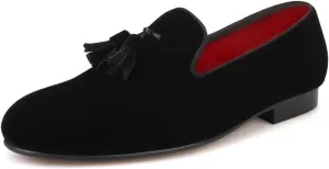 Santimon Mens Tassel Loafers Slip On Wedding Dress Velvet Penny Loafers Fashion Tuxedo Formal Business Casual Luxury Prom Shoes Smoking Party Disco Slippers Suede Moccasins for Men