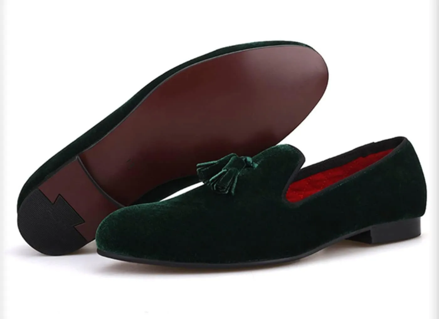 Santimon Mens Tassel Loafers Slip On Wedding Dress Velvet Penny Loafers Fashion Tuxedo Formal Business Casual Luxury Prom Shoes Smoking Party Disco Slippers Suede Moccasins for Men