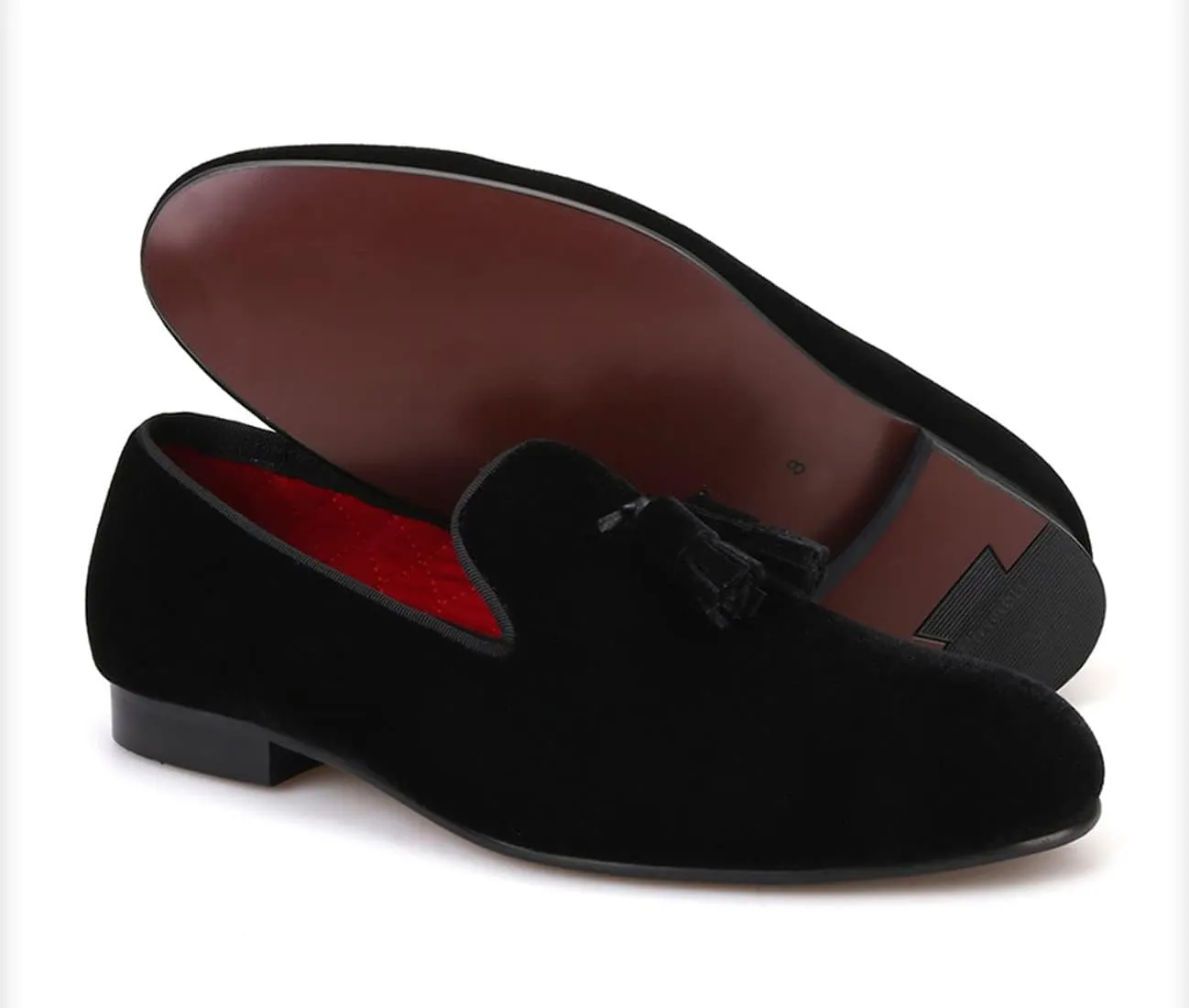 Santimon Mens Tassel Loafers Slip On Wedding Dress Velvet Penny Loafers Fashion Tuxedo Formal Business Casual Luxury Prom Shoes Smoking Party Disco Slippers Suede Moccasins for Men
