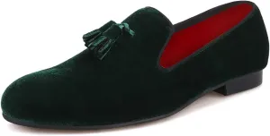 Santimon Mens Tassel Loafers Slip On Wedding Dress Velvet Penny Loafers Fashion Tuxedo Formal Business Casual Luxury Prom Shoes Smoking Party Disco Slippers Suede Moccasins for Men