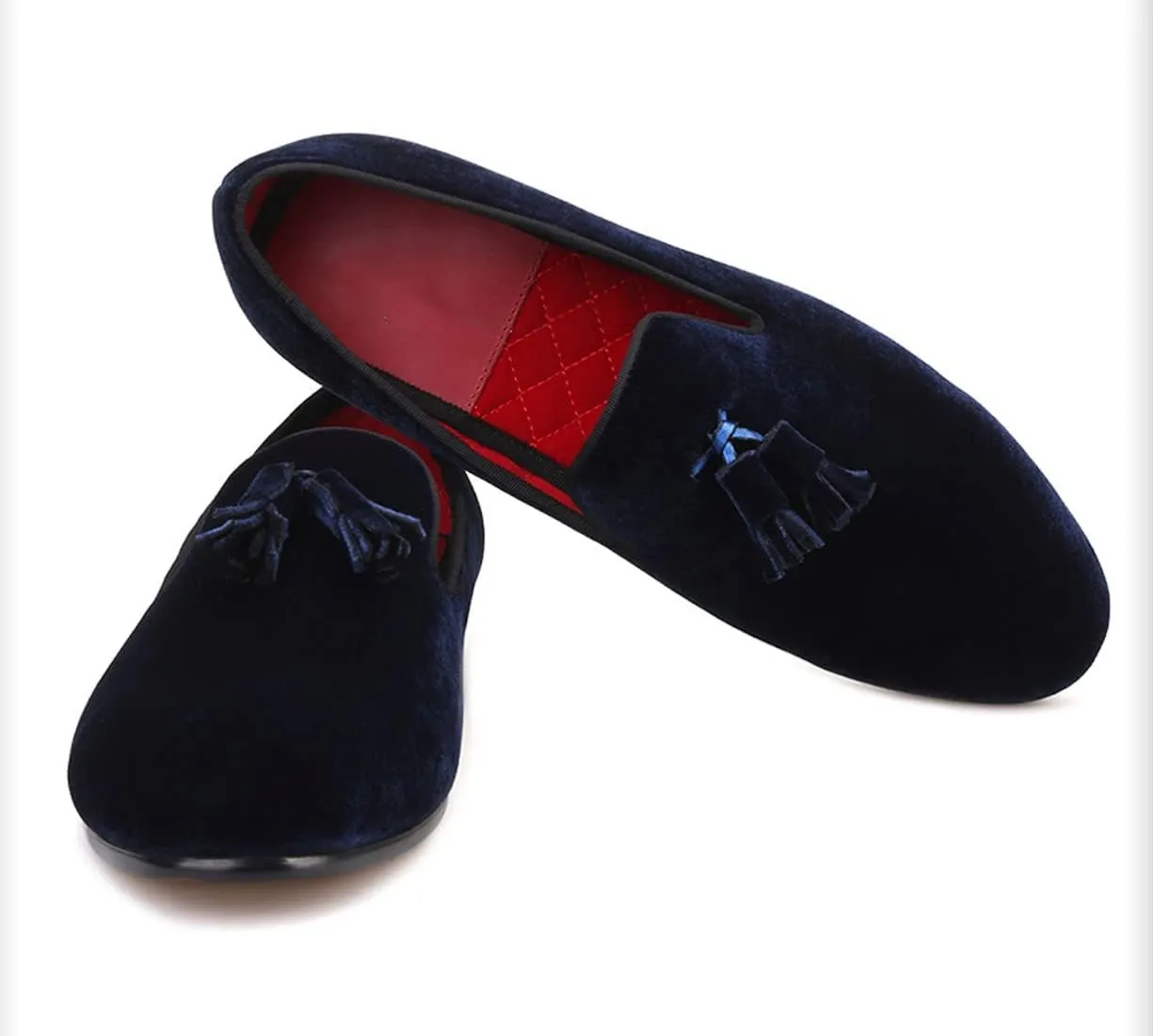 Santimon Mens Tassel Loafers Slip On Wedding Dress Velvet Penny Loafers Fashion Tuxedo Formal Business Casual Luxury Prom Shoes Smoking Party Disco Slippers Suede Moccasins for Men