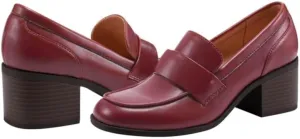 SHODENSE Women Comfy Chunky Heel Loafers Pumps Round Square Closed Toe Matte Leather Slip On Oxford Loafer Shoes Mid Stacked Block Heels Penny Loafers Office Work Formal Business Daily Retro 4-11 M US
