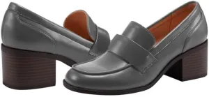 SHODENSE Women Comfy Chunky Heel Loafers Pumps Round Square Closed Toe Matte Leather Slip On Oxford Loafer Shoes Mid Stacked Block Heels Penny Loafers Office Work Formal Business Daily Retro 4-11 M US