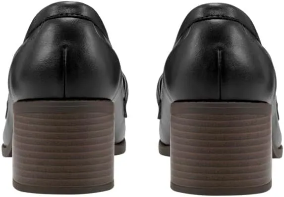 SHODENSE Women Comfy Chunky Heel Loafers Pumps Round Square Closed Toe Matte Leather Slip On Oxford Loafer Shoes Mid Stacked Block Heels Penny Loafers Office Work Formal Business Daily Retro 4-11 M US