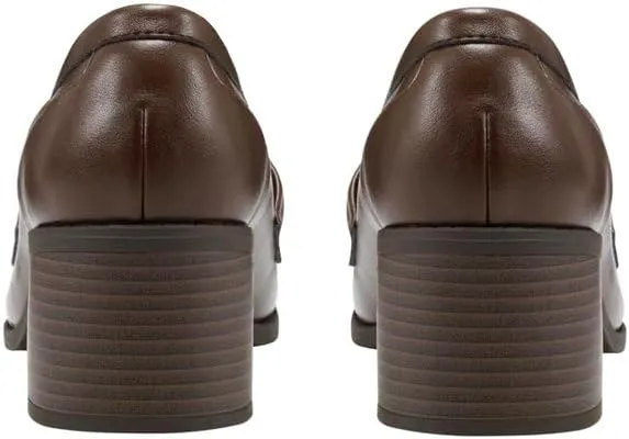 SHODENSE Women Comfy Chunky Heel Loafers Pumps Round Square Closed Toe Matte Leather Slip On Oxford Loafer Shoes Mid Stacked Block Heels Penny Loafers Office Work Formal Business Daily Retro 4-11 M US