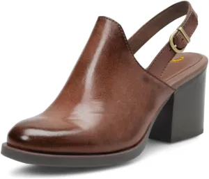 SHODENSE Women Vintage Chunky Stacked Heel Slingback Loafers Pumps Almond Closed Toe Burnished Oxford Loafer Shoes Matte Mid Block Heels Ankle Strap Slingback Sandals Backless Office Work 4-11 M US