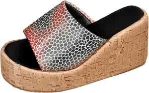 Short Wedge Sandals for Women Comfortable Platform Slip On Open Toe Slippers Vintage Fashion Beach Wedges Shoes