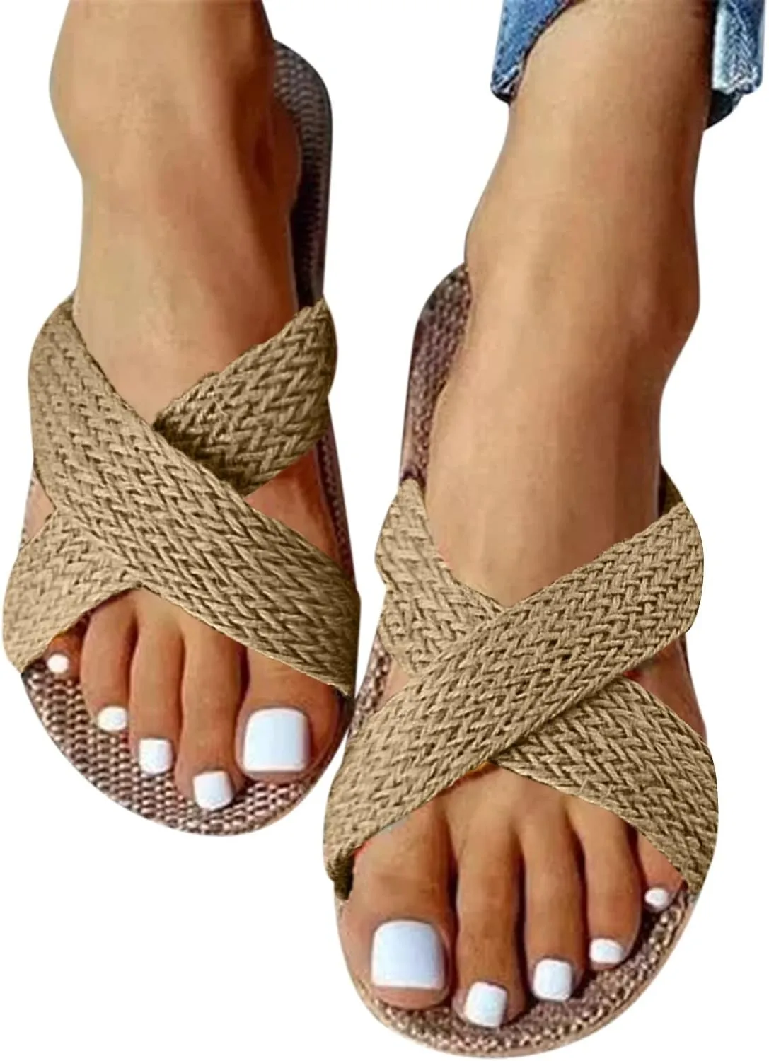 Slides for Women Dressy Sandals With Buckles Flip Flops for Women Beach Flat Sandal Womens Casual Summer Wear Women's Comfortable Walking Sandal