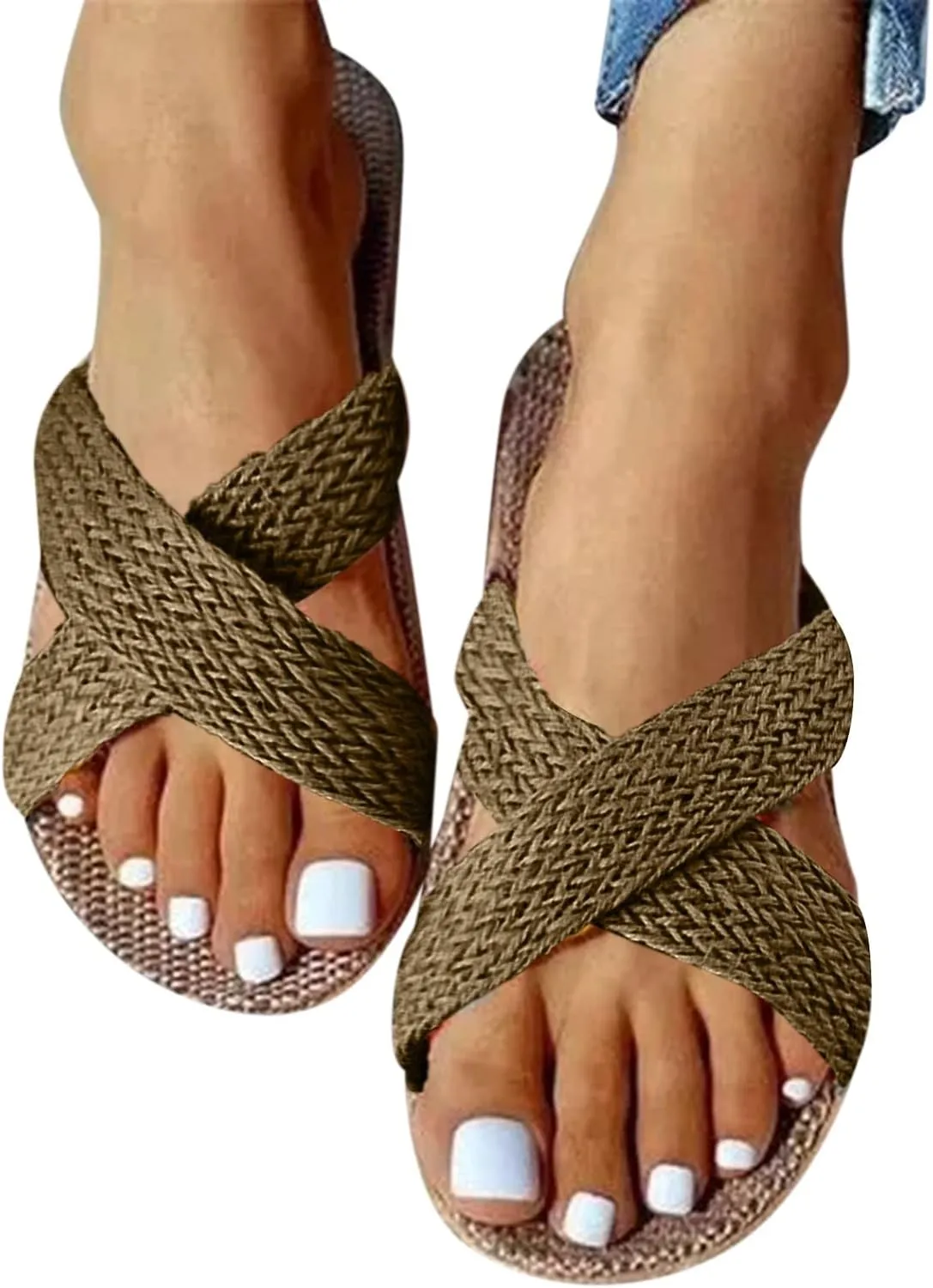 Slides for Women Dressy Sandals With Buckles Flip Flops for Women Beach Flat Sandal Womens Casual Summer Wear Women's Comfortable Walking Sandal