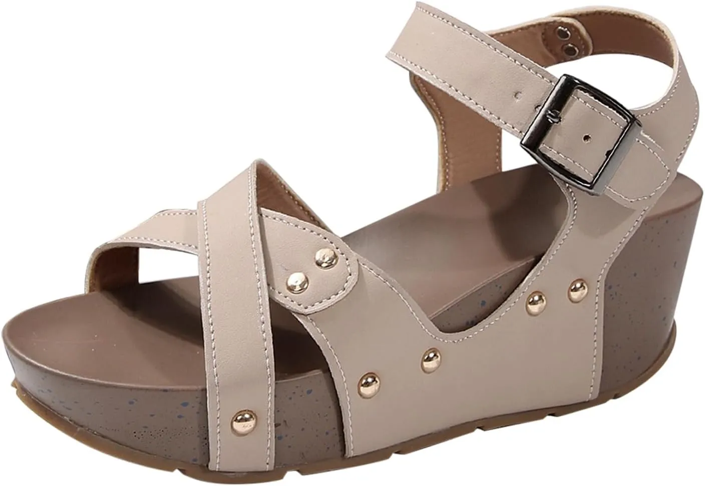 Slip On Wedge Sandals for Women Open Toe Ankle Strap Platform Casual Espadrille Wedges Beach Holiday Summer Shoes