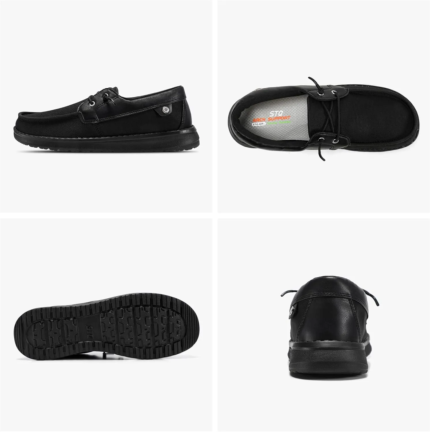 STQ Boat Shoes Men's Business Casual Shoes Slip on Dress Sneakers with Arch Support Insole Lightweight Orthopedic Walking Loafers for Plantar Fasciitis