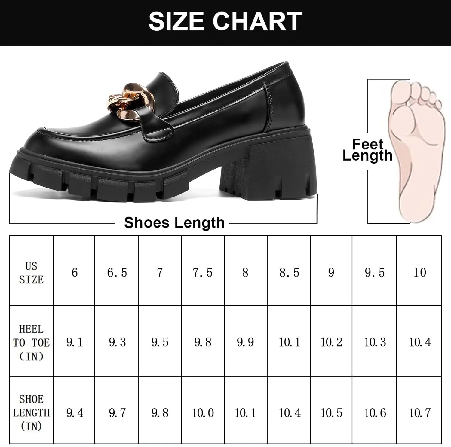 STUNAHOME Women's Platform Loafers with Chain Fashion Round Toe Slip On Chunky Heel Lug Sole Loafers Shoes Penny Casual Business Shoes