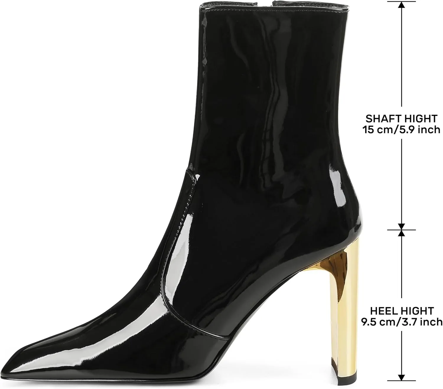 Synchoiss Ankle Boots for Women Chunky High Heel Black Boots Square Toe Rubber Sole Zipper Leather Boots Winter Fall Shoes Short Booties