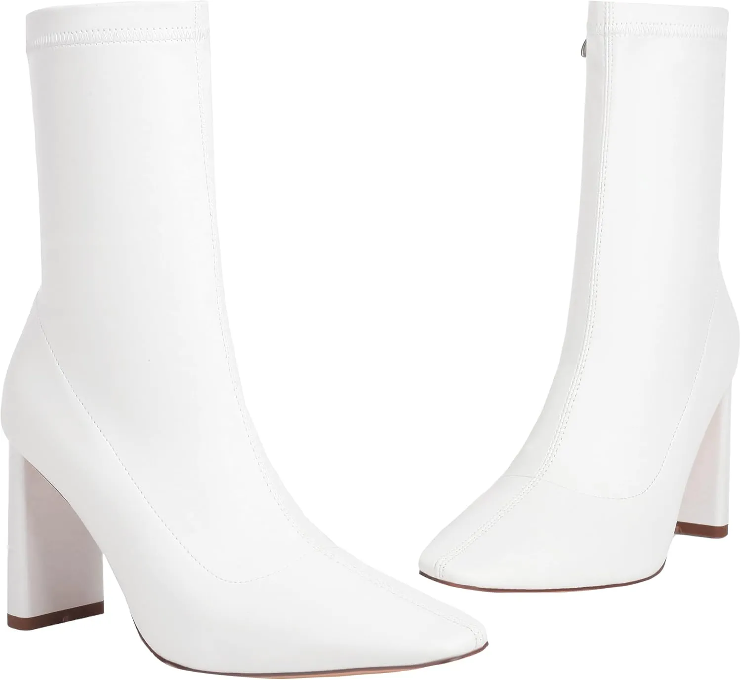 TAEPUSR Women's Mid Calf Boots Square Toe Chunky Heel Ankle Boots, Stretchy Block Boots with Side Zipper