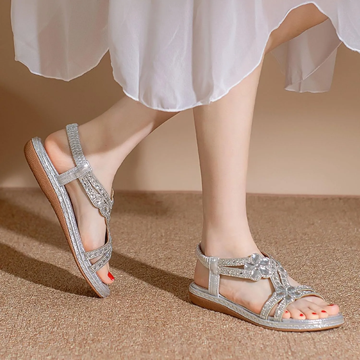 Temperament Flat Bottom Sandals for Women Comfortable Casual Summer Cool Shoes Comfortable Walking Sandals
