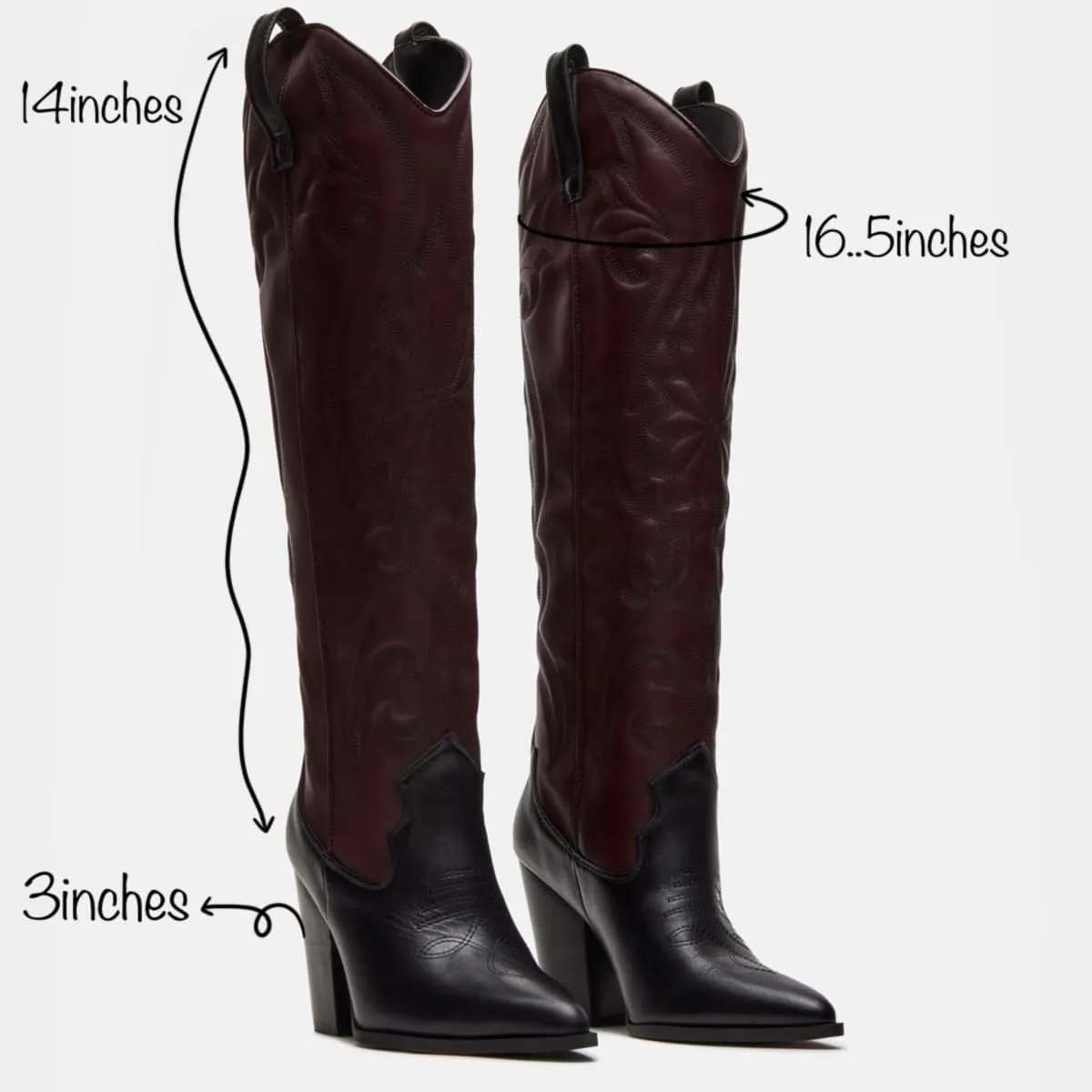 Vintage Embroidered Cowboy Boots Women Knee High Western Boots Suede High Chunky Stacked Heel Pointed Toe Tall Cowgirl Boots Satin Studded Combat Boot Pull On Fall Winter Dressy 4-11 M US