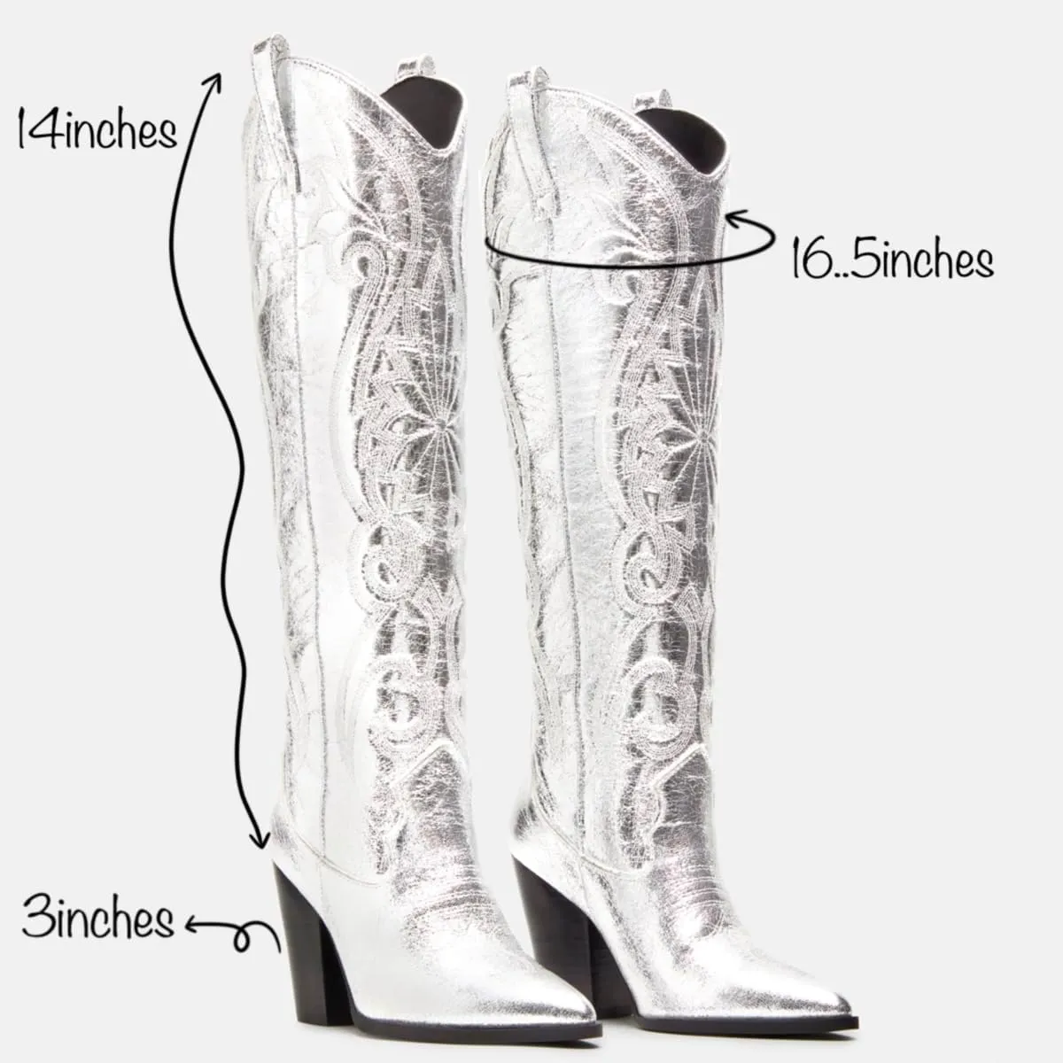 Vintage Embroidered Cowboy Boots Women Knee High Western Boots Suede High Chunky Stacked Heel Pointed Toe Tall Cowgirl Boots Satin Studded Combat Boot Pull On Fall Winter Dressy 4-11 M US