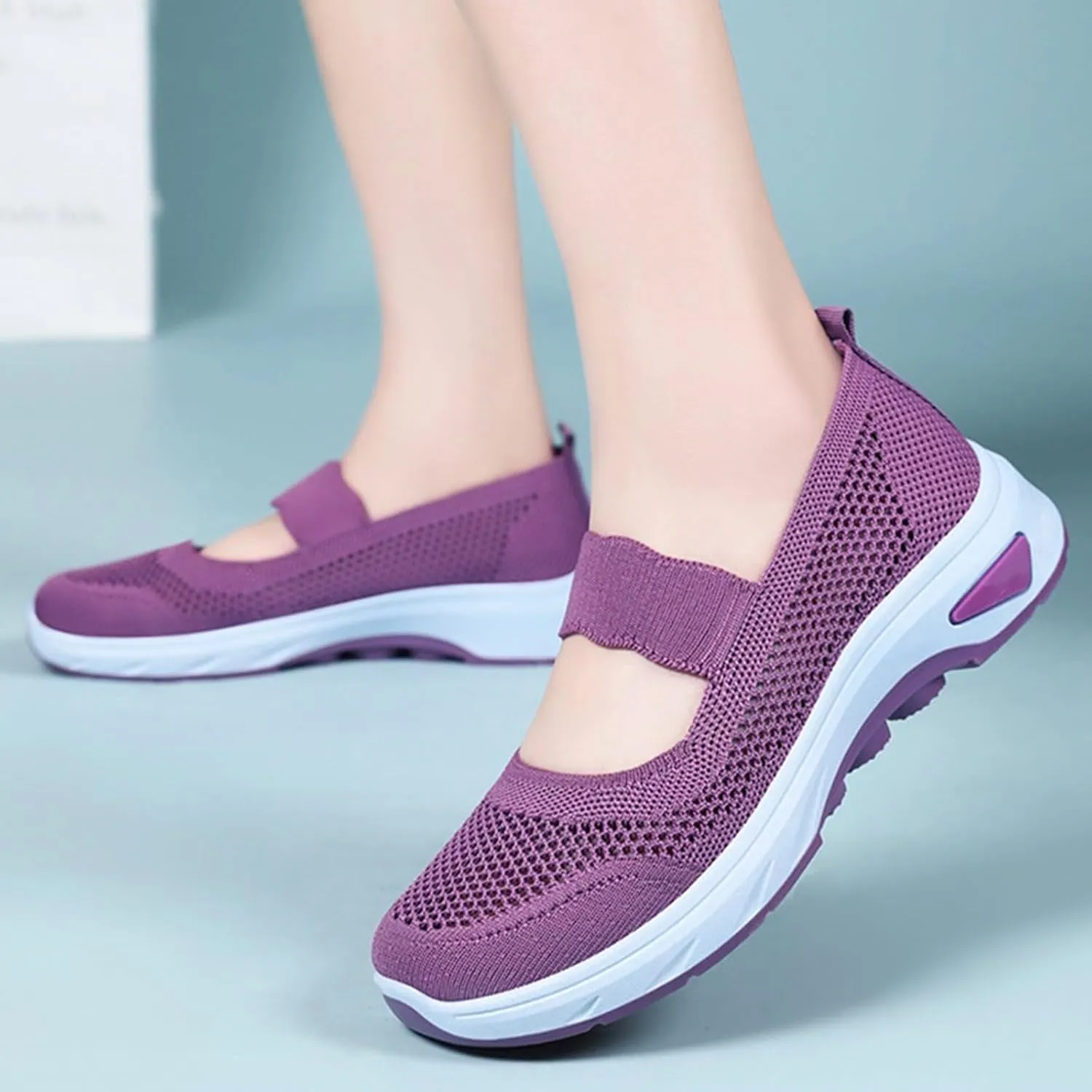 Walking Shoes Women Slip On Sneakers Knit Lightweight Comfortable Breathable Walking Shoes for Work Travel