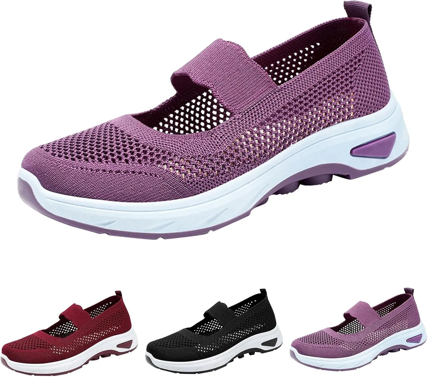 Walking Shoes Women Slip On Sneakers Knit Lightweight Comfortable Breathable Walking Shoes for Work Travel