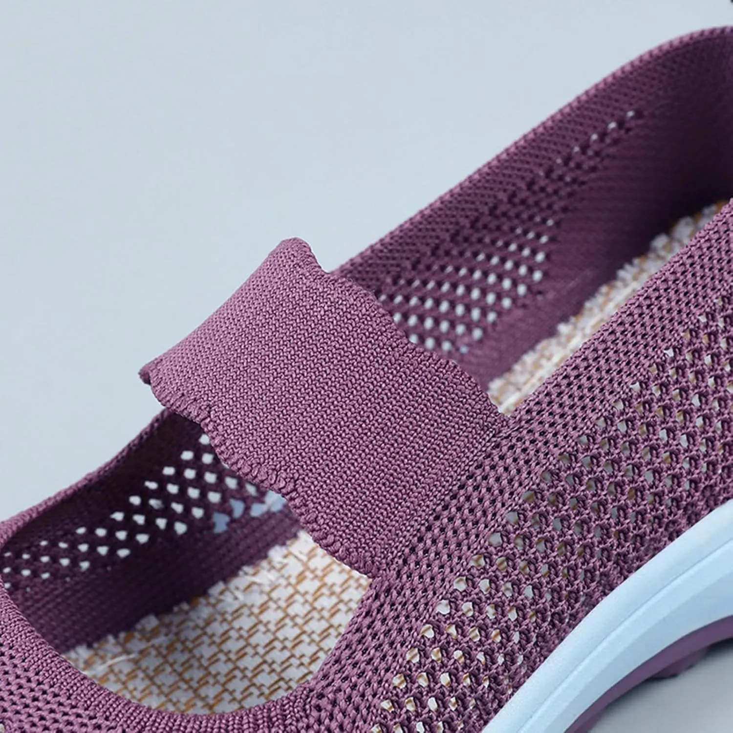 Walking Shoes Women Slip On Sneakers Knit Lightweight Comfortable Breathable Walking Shoes for Work Travel