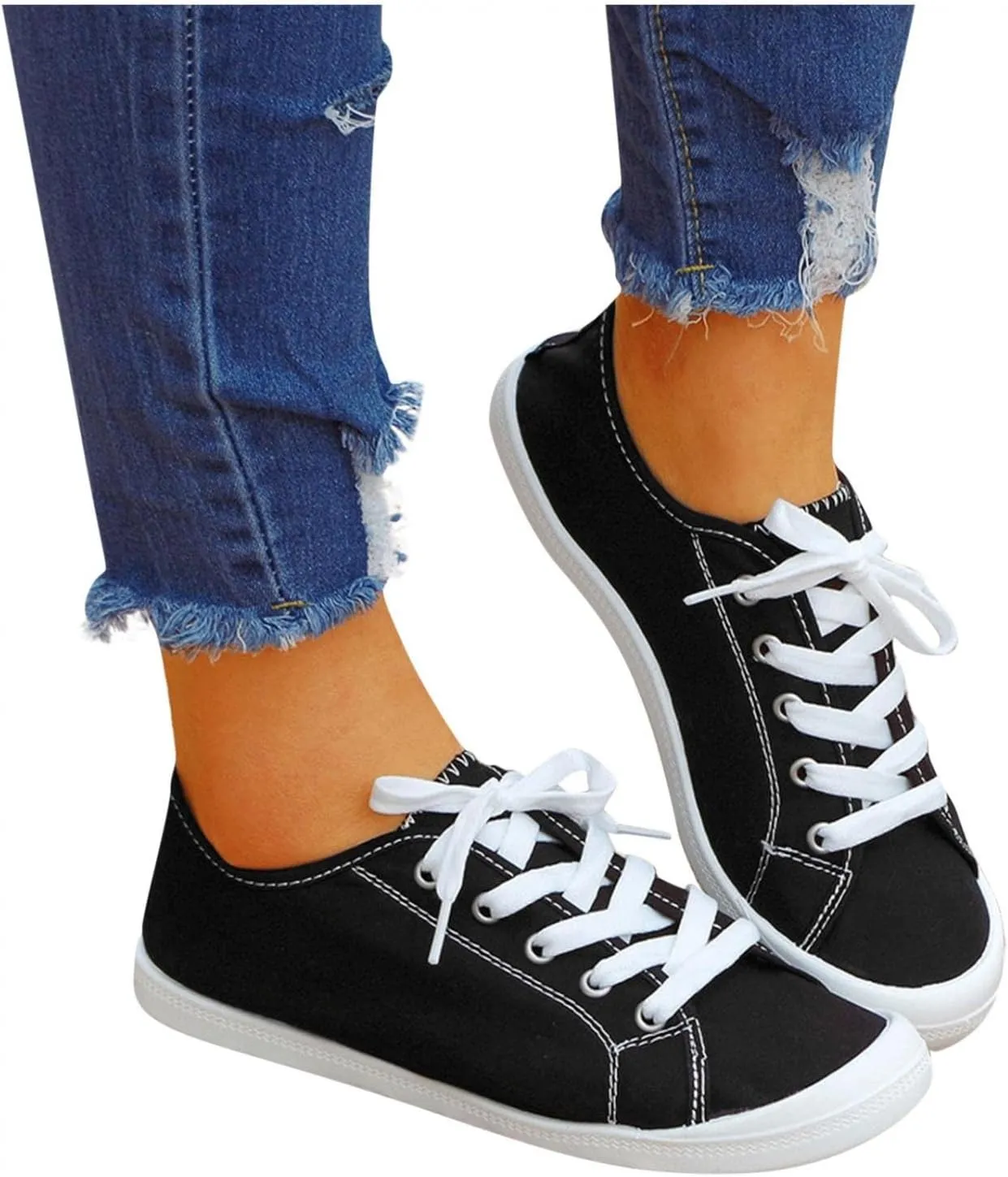 Walking Shoes Women Womens Walking Shoes Wide Width Women's Casual Shoes Slip On Walking Shoes Fashion Comfy Flat Shoes rikg05 Black