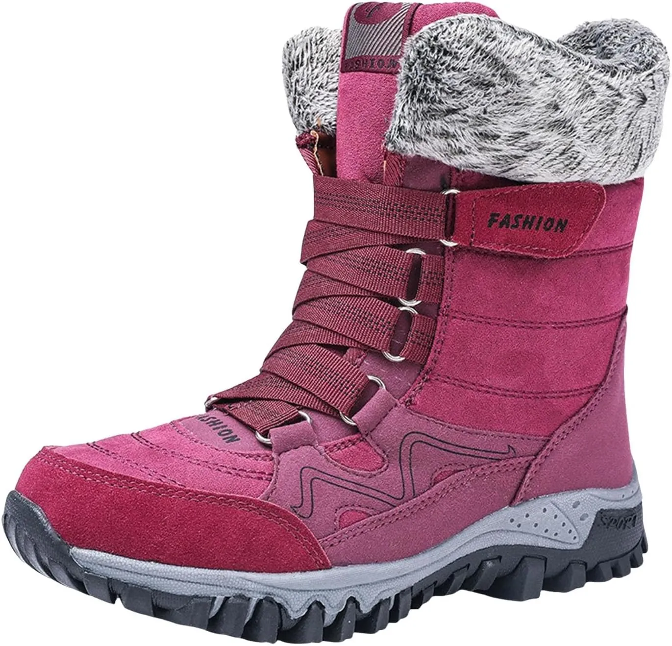 Waterproof Snow Boots Women, Winter Snow Boots Lightweight Warm Faux Fur Lined Mid-Calf Booties Anti-Slip Cold Weather Comfortable Furry Mid Calf Warm Shoes