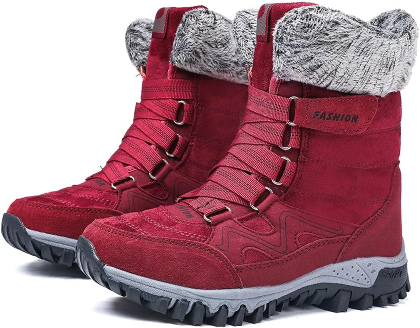 Waterproof Snow Boots Women, Winter Snow Boots Lightweight Warm Faux Fur Lined Mid-Calf Booties Anti-Slip Cold Weather Comfortable Furry Mid Calf Warm Shoes