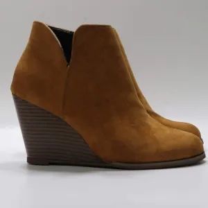 Wedge Booties for Women Dressy,Comfy Closed Toe Ankle Boots with Zipper Vintage V Cutout Fall Boots Stacked Wedge Heel Shoes