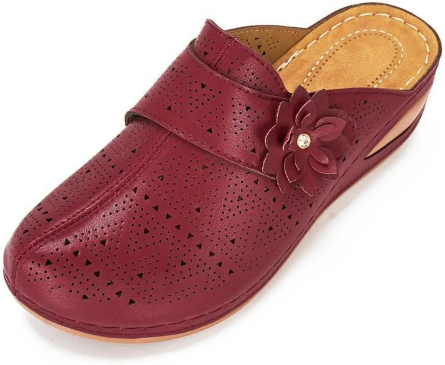 Wedge Clogs for Women Closed Toe Sandals Summer Comfortable Walking Mule Shoes Flower Hollow Backless Slip on Slippers Vacation Shoes