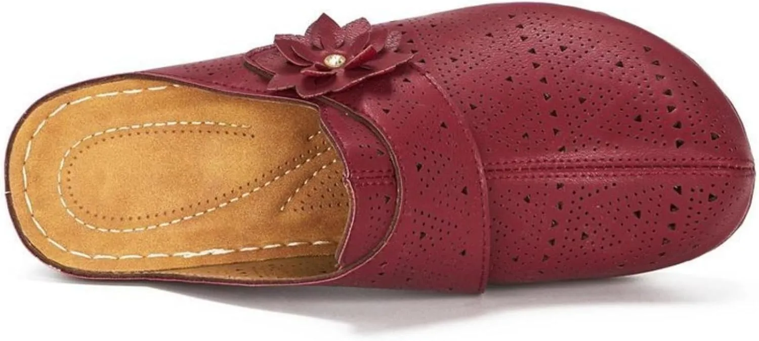 Wedge Clogs for Women Closed Toe Sandals Summer Comfortable Walking Mule Shoes Flower Hollow Backless Slip on Slippers Vacation Shoes