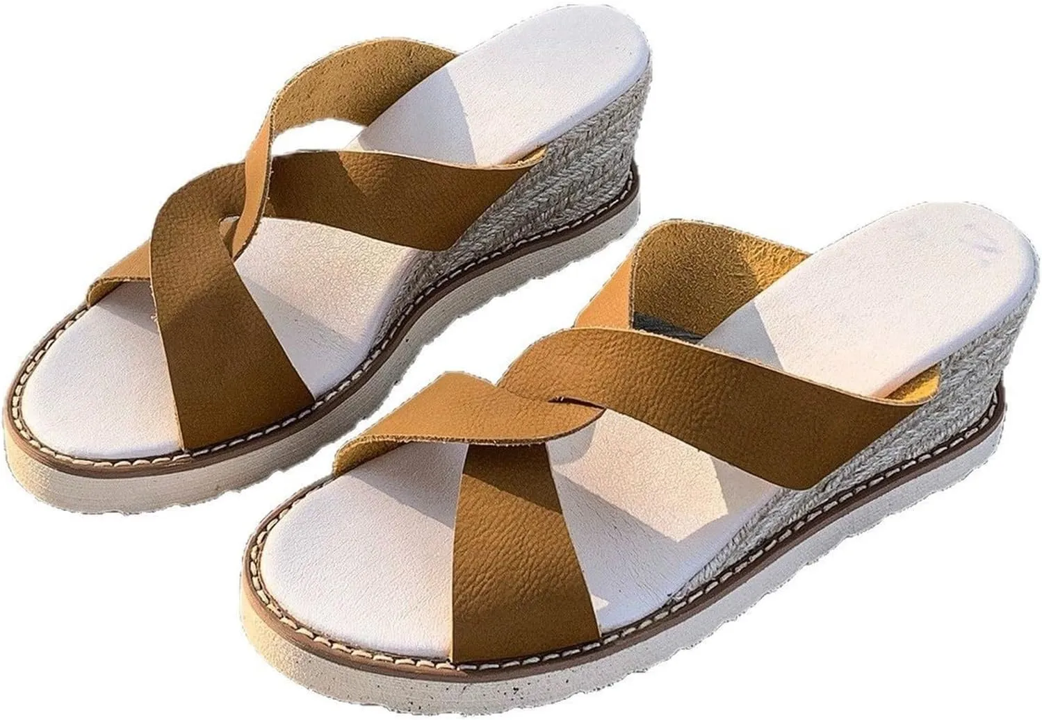 Wedge Sandals for Women Dressy Slip On Open Toe Fashion Slippers Casual Dressy Comfortable Summer Espadrilles Wedges