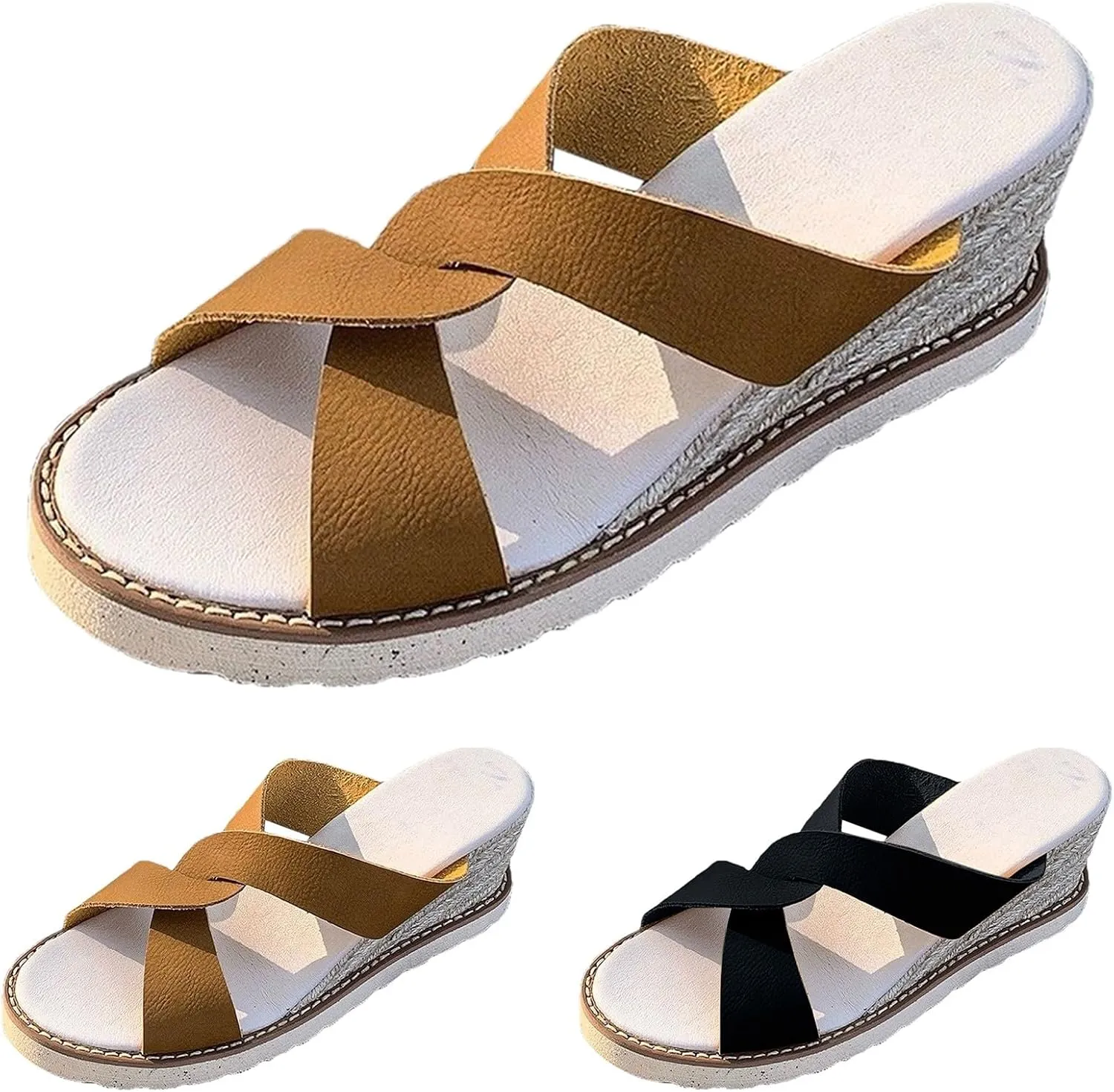Wedge Sandals for Women Dressy Slip On Open Toe Fashion Slippers Casual Dressy Comfortable Summer Espadrilles Wedges