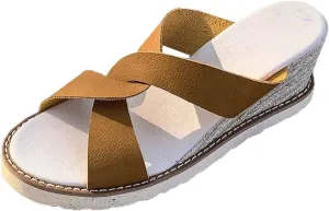 Wedge Sandals for Women Dressy Slip On Open Toe Fashion Slippers Casual Dressy Comfortable Summer Espadrilles Wedges