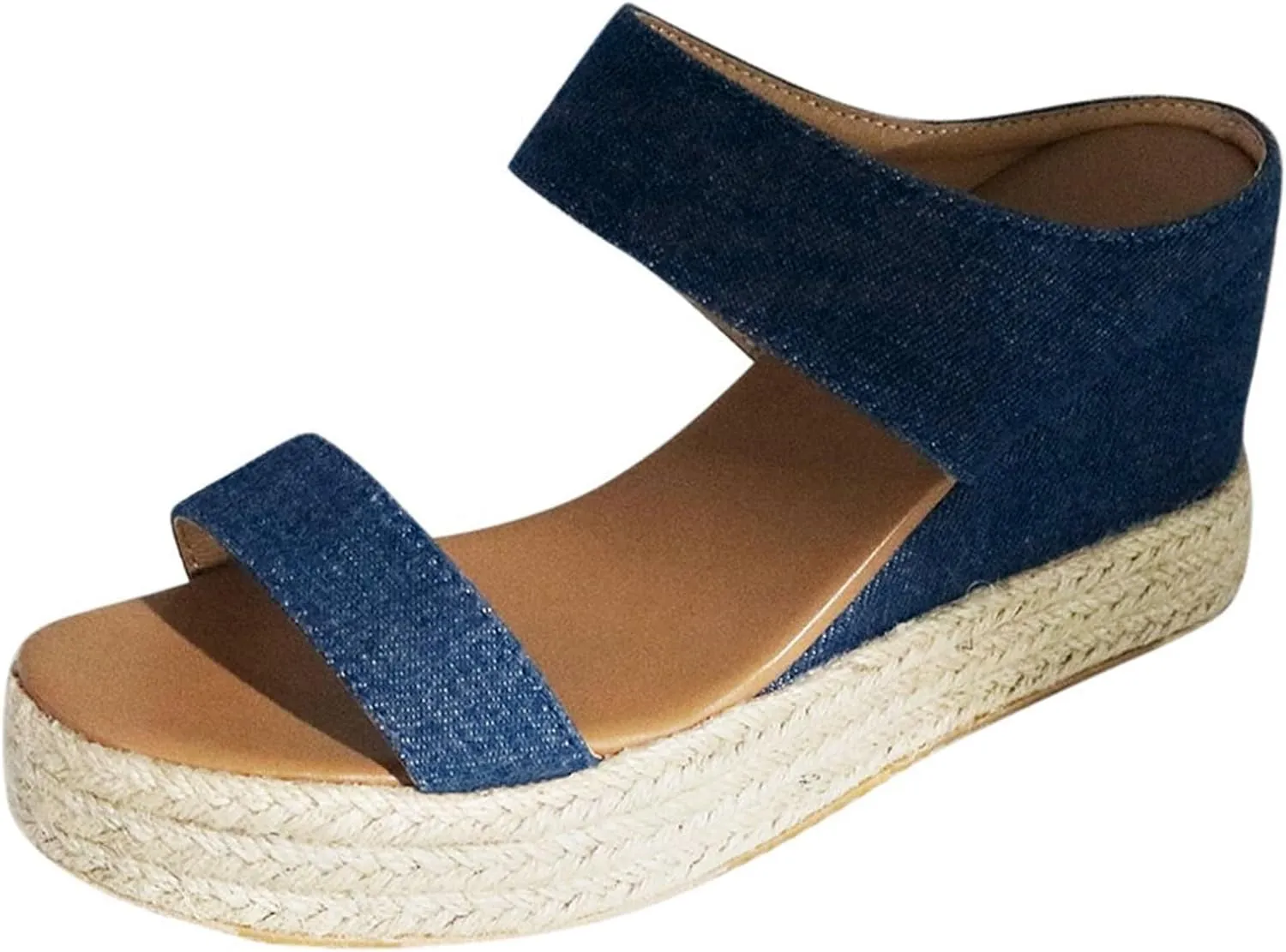 Wedge Sandals for Women Platform Wedge Heels Comfortable Summer Slip On Open Toe Espadrilles Low Wedges Shoes Trendy Dressy Casual Cork Summer Dress Shoes Ladies Wedges