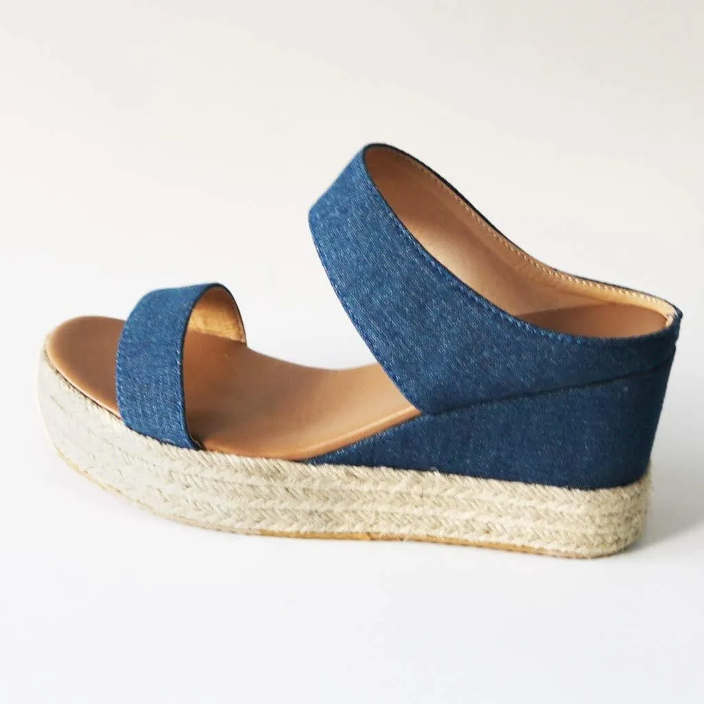 Wedge Sandals for Women Platform Wedge Heels Comfortable Summer Slip On Open Toe Espadrilles Low Wedges Shoes Trendy Dressy Casual Cork Summer Dress Shoes Ladies Wedges