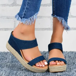 Wedge Sandals for Women Platform Wedge Heels Comfortable Summer Slip On Open Toe Espadrilles Low Wedges Shoes Trendy Dressy Casual Cork Summer Dress Shoes Ladies Wedges