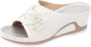 Wedge Sandals for Women Summer Leather Soft Insole Orthopedic Arch Support Sandals Casual Slip on Summer Shoes Dressy Walking Beach Slippers