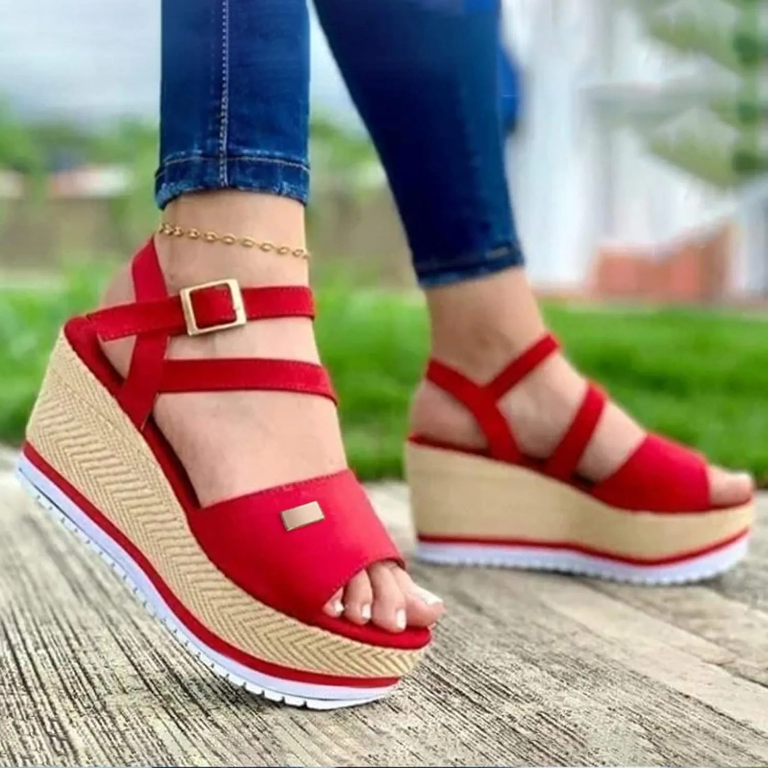 Wedge Sandals for Womens Women's Sandals Casual Slip on Ankle Strap Outdoor Camping Walking Classic Fashion